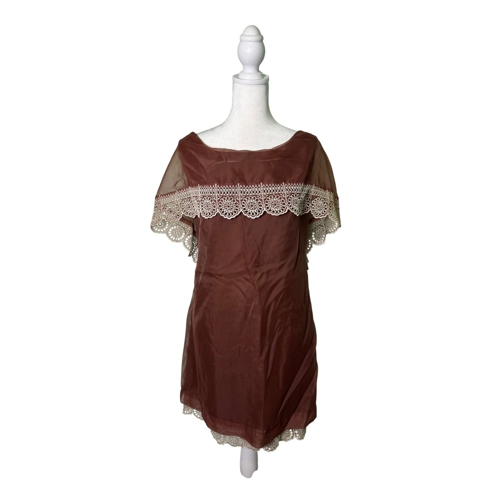 Vintage Pixie of California Sheer Lace Cape Dress Babydoll 60s 70s Fairy Mini - Picture 2 of 8
